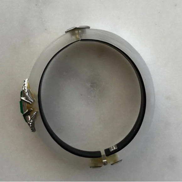 Alexis Bittar Bracelet white silverish color hinged bracelet with crystals. - Picture 5 of 5